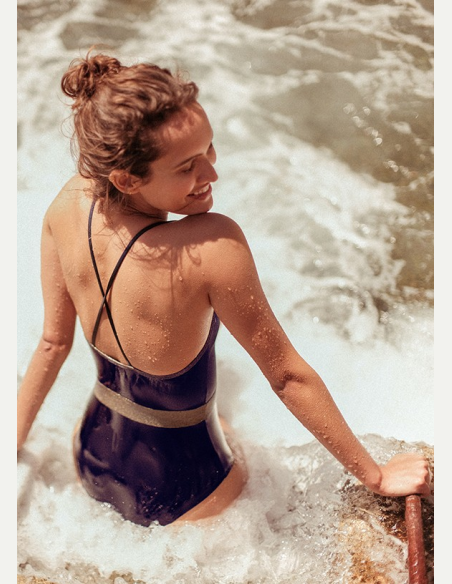 Maillot de bain 1 pièce Bleu Indigo Équilibre sur l'eau