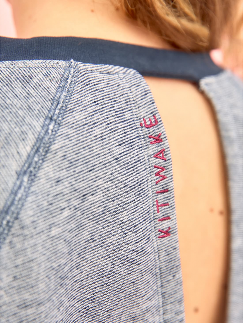 Sweat de sport Cache-coeur rayé marine et blanc...