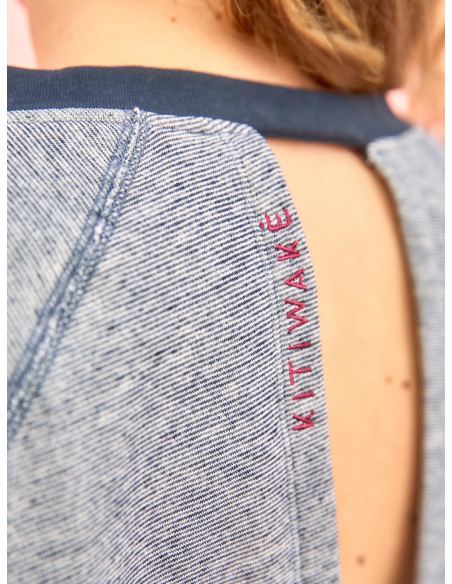 Sweat de sport Cache-coeur rayé marine et blanc DENA