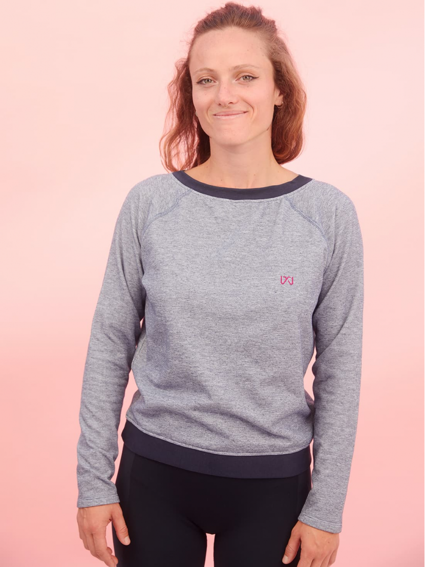 Sweat de sport Cache-coeur rayé marine et blanc...